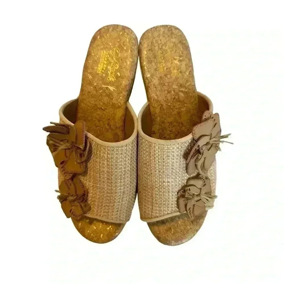 Jaclyn Smith Sandals Womens 7 Adina Natural Platform Slide Brown Wedge Open Toe - Picture 7 of 10